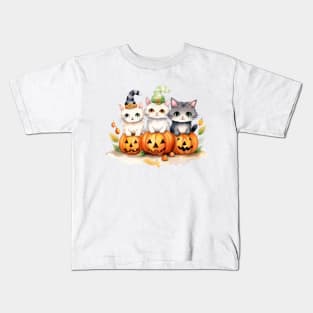 Cats, Pumpkins, and Halloween Hugs Kids T-Shirt